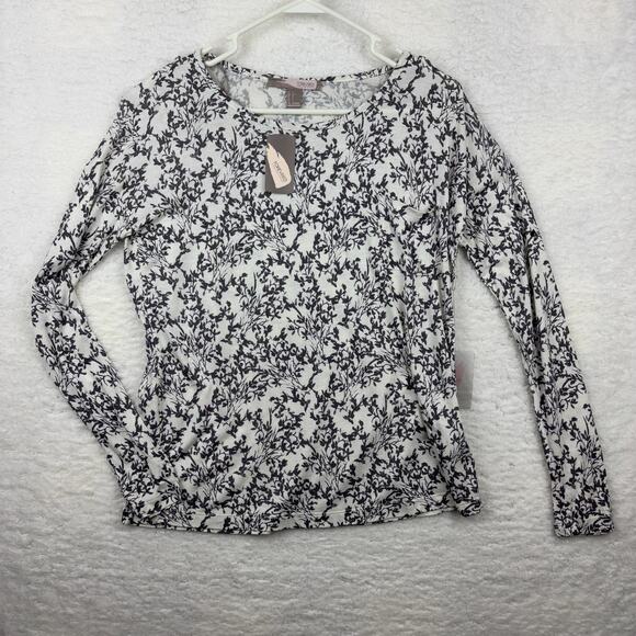 Cream & Gray Womens Sz S Floral Long Sleeve Knit Top New Forever 21 MSRP $14.90 - Picture 1 of 10
